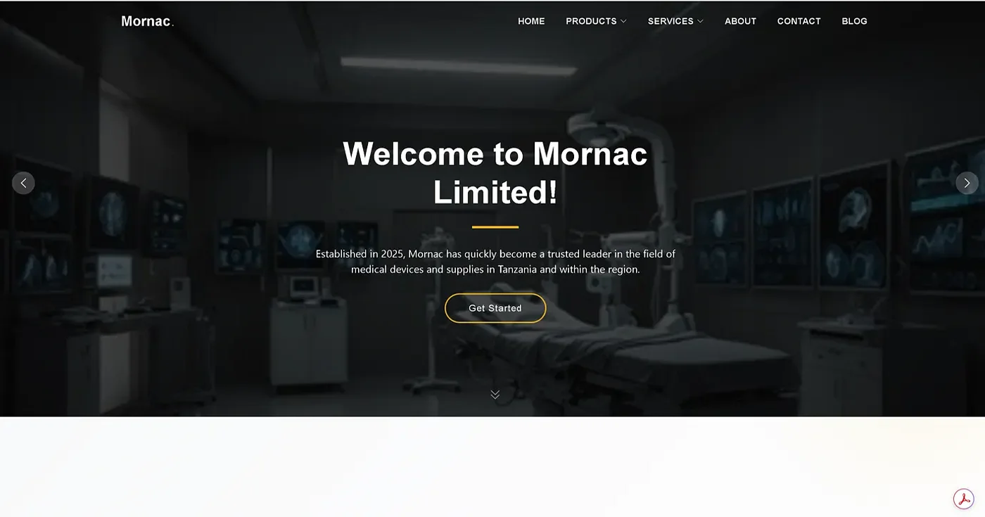 Mornac website homepage designed and developed by Entice Technologies